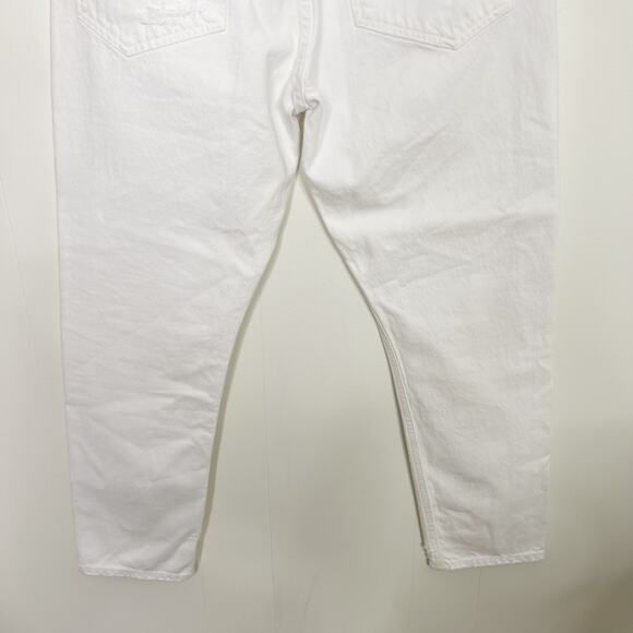 Agolde Jamie High Rise Classic Jeans 31 Pitch White Distressed Button Fly Cotton - Picture 6 of 12